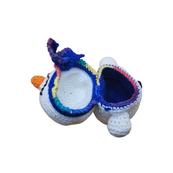 Hand Crocheted Amigurumi Snowman Figure Statuette Trinket Box Storage 9 Inches - Picture 3 of 8